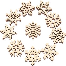 FONGKNOX 30 Pcs Wooden Snowflake 50mm Unfinished Wooden Ornaments Snowflake Cutouts Hollowed Snowflakes Blank Wood Hanging Slices for Crafts DIY Xmas Tree Decorations