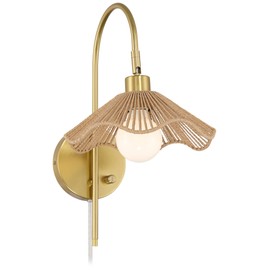 Possini Euro Design Possini Euro Primrose 17 1/4" H Brass and Sea Grass Plug-in Wall Lamp