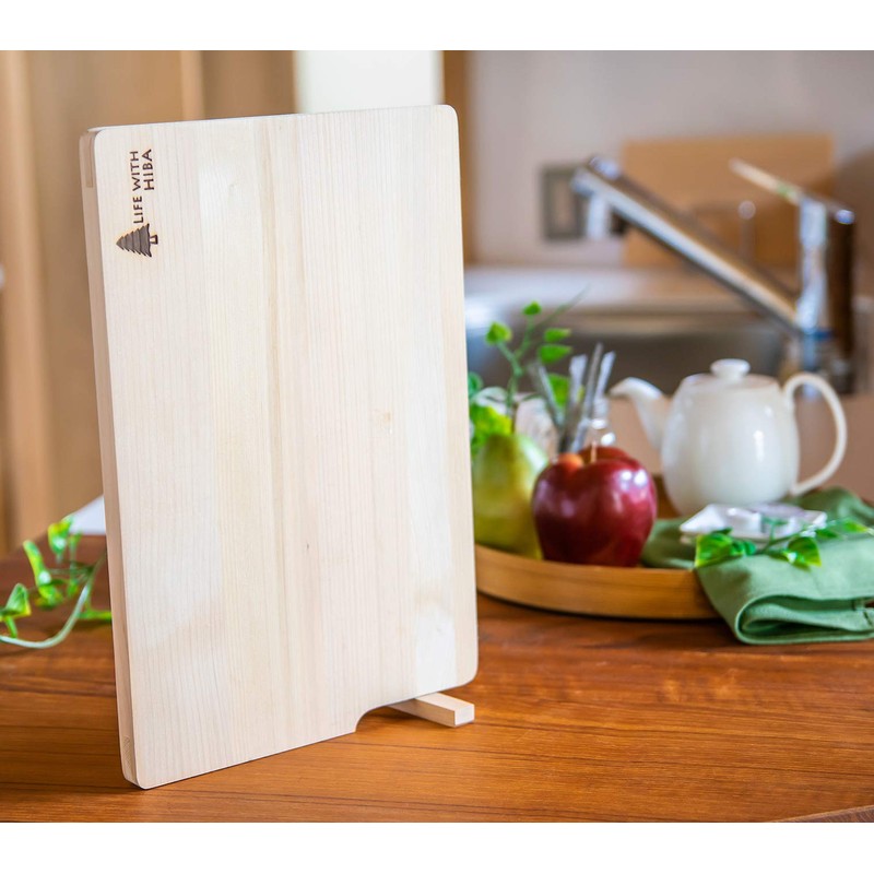Umezawa 205612 Aomori Hiba Wooden Cutting Board with Stand, Medium,