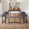Jojoka Dining Set Table and 2 Upholstered Bench Wood Top
