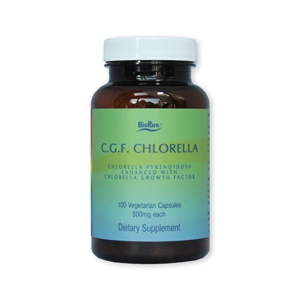 BioPure Chlorella Growth Factor CGF (100 Veggie Caps - 500 mg) by Bio Pure