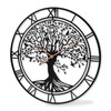 Dankeit Tree of Life Wall Clock, 24Inch Metal Black Family