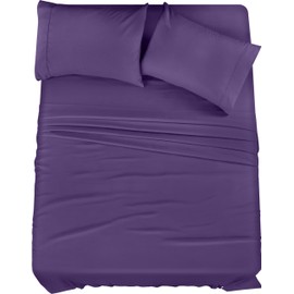 Utopia Bedding Full Sheet Set – 4 Piece Bed Sheets for Full Size Bed, Soft and Breathable Microfiber, Includes 1 Fitted Sheet, 1 Flat Sheet and 2 Pillowcases (Egg Plant)