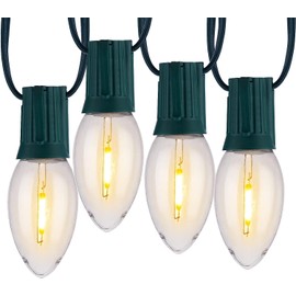 Vintage C9 LED Christmas Lights, 100 Feet C9 String Lights with 100 LED C9 Plastic Bulbs, Waterproof Connectable Lights for Christmas Tree Roofline Garden Patio Backyard Cafe Decor, Warm White