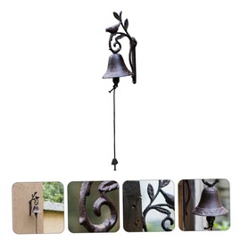 Levemolo Antique Cast Iron Bell Manual Door Chime Decorative Flower Bird Design Wall Mount Suitable for Home
