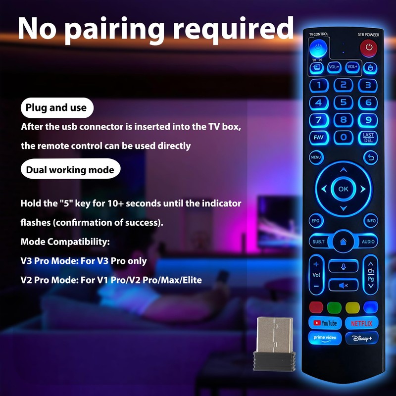 Upgraded V3 Pro Backlit Remote Replacement Voice Remote Compatible with