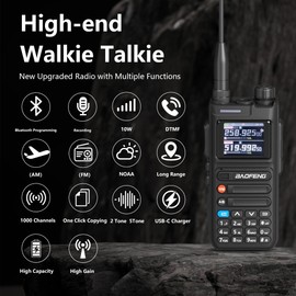 BAOFENG UV-26 Two Way Radio GPS Radio Long Range One Key Copy Frequency Walkie Talkie NOAA Weather Alert USB-C Charging Handheld Radio APRS AM
