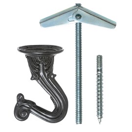 OOK 50343 Swag Hooks with Hardware, Black, 2-Count