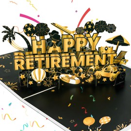 Upnsuces Retirement Card, Happy Retirement Gifts Cards for Woman Men, Mom, Dad, Boss, Police, Teacher, Coworker, Funny Retired Gifts with Envelope Easy To Mail, Black Gold