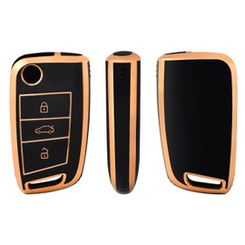 OFFCURVE Key Case Car Key Cover Key Case Protective Cover for VW Volkswagen Golf 7 MK7 Polo T-ROC Seat Leon Cupra Ibiza Toledo Arona Ateca Skoda Octavia Fabia Superb