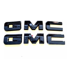 GMC 2019-2023 GMC Sierra 1500 2500HD 3500HD Front & Rear Gloss Black OVERLAY Emblem