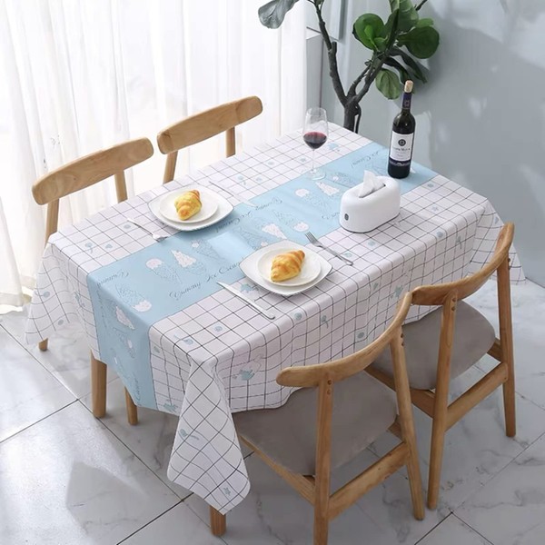 Aisszhao 137 * 180cm Wipe Clean PVC Tablecloth,Rectangular Large Easy