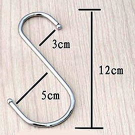 10-Pack Larger Round S Shaped Hooks in Polished Stainless Steel Metal (Large)