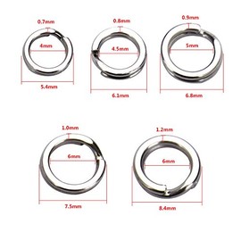 200pcs Assorted Size Split Rings Fishing Lure Connectors Stainless Steel Split Ring OD 5/6/7/8/9mm Open Jump Rings Connectors for Charm Connector Jewelry Findings Fishing