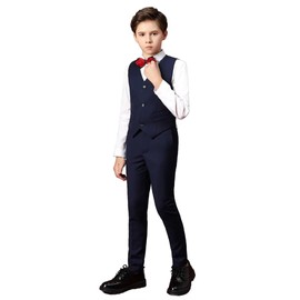 Boihedy - Conjunto formal de chaleco y pantalón para niños, Blue2, 4 Años