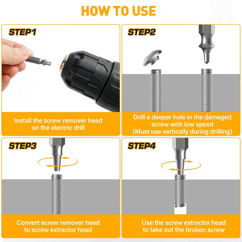 ROGAPER Damaged Screw Extractor Set, Remover for Stripped Screws Nuts