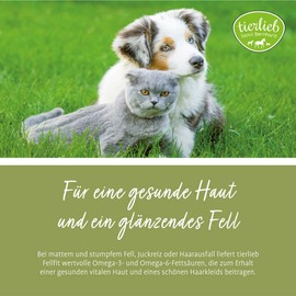tierlieb Fellfit Supplementary Feed for Dogs and Cats with Valuable Fish Oil and Evening Primrose Oil, Vitamin E, Content 250 ml