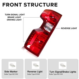 Peforway Left Driver Side Tail Light Fit for Chevy Silverado 1500 2500HD 3500HD 2019-2023 (Non-LED type), Halogen Rear Brake Tail Light GM2800308