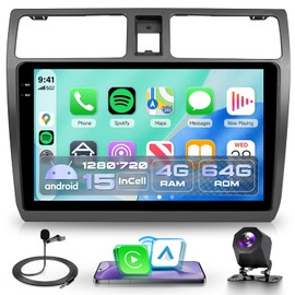 Rimoody - Estéreo de coche 4G+64G para Suzuki Swift 2005-2010 inalámbrico CarPlay Android Auto, Android 15 radio de coche de 10.1 pulgadas en la celda/GPS/Bluetooth 5.0/FM RDS/EQ/Wi-Fi/Mirror Link