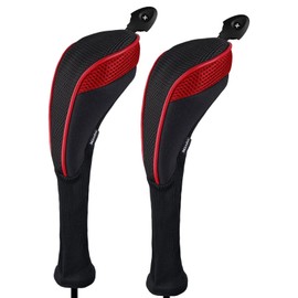Andux Long Neck Golf Hybrid Club Head Covers with Dial No. Tag CTMT-01 (Black/Red,2pcs)