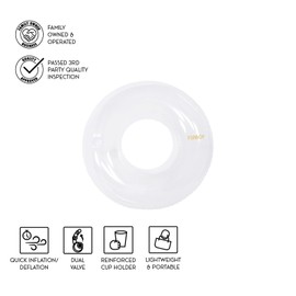 FUNBOY Giant Super Clear Inftlatable Ring Tube Float, 48" Transparent Oversized Design with Cup Holder