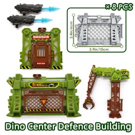 Simulated Adventure Dinosaurs Toys, 12 Pcs Realistic Dinosaur Figures with Creative Defense Barrier Construction Toys, Dinosaur Playset for Kids 5 6 7 8+, Fun & Learning Gift for Kids