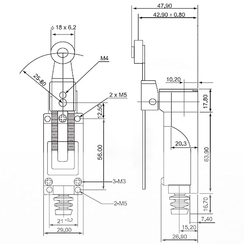 Youmile 4 pcs ME-8108 Adjustable Roller Lever Arm Momentary Limit