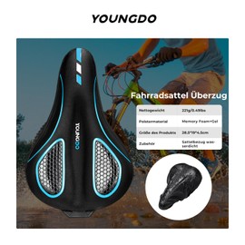YOUNGDO Bicycle Saddle Cover, Ergonomic Gel Saddle Cover, Bicycle Seat Padding, Soft and Comfortable, with Rain Cover, for Men and Women