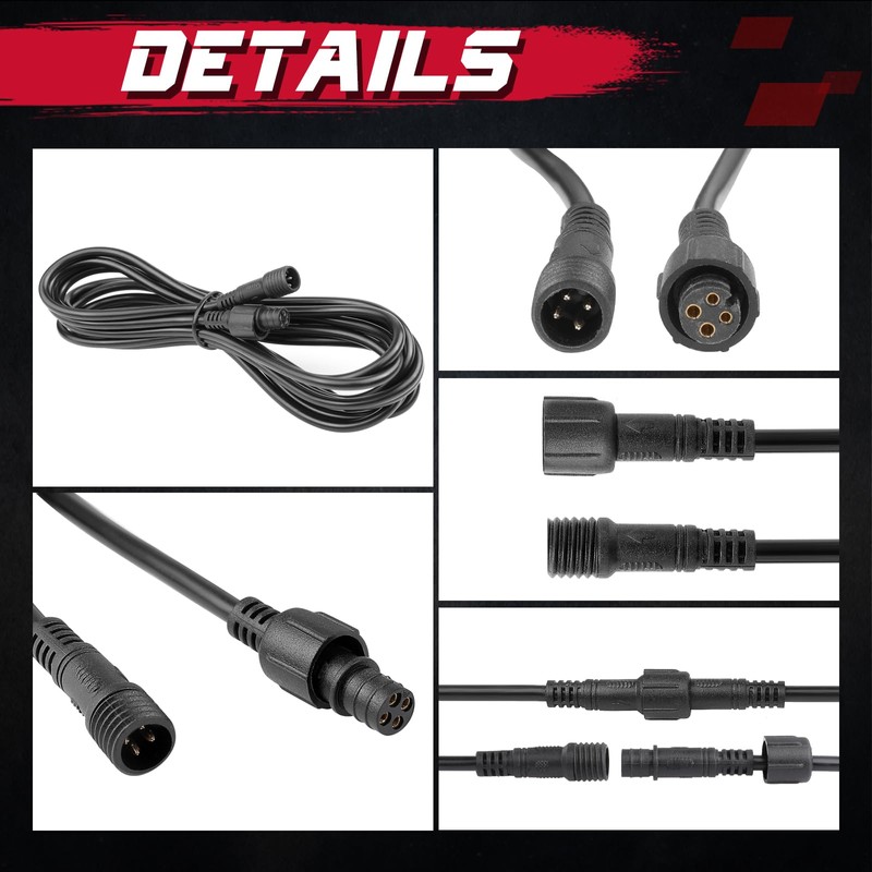 OFFROADTOWN Rock Lights Extension Wire, 2 Pack 10FT 4 Pin