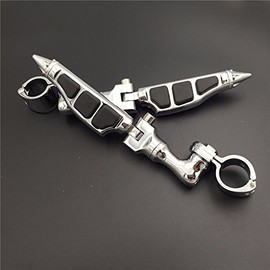 SMT-Chrome Peg Mounting Kit with Stiletto Shape Foot Peg Footrest Compatible With Bike with 1 inch(1") 25mm Front Engine Guard Frame Tube Iron 883 XL883N Electra Glide Ultra Road King [B01AVH4QII]