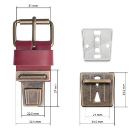 Thielemann Replacement Buckle for Bags with a 3cm Wide Strap, Bag Clasp with Push Buckle & Pin Lock Replacement Part for DIY Repair, red