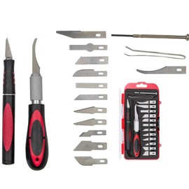 19 pack Craft Knife Hobby Knife with Anti-Slip Handle Engraving Tool hobby for Art Modeling hobby for Art Modeling Scrapbooking Precision Cutting Blade Assortment, Screwdriver and Twizzers case