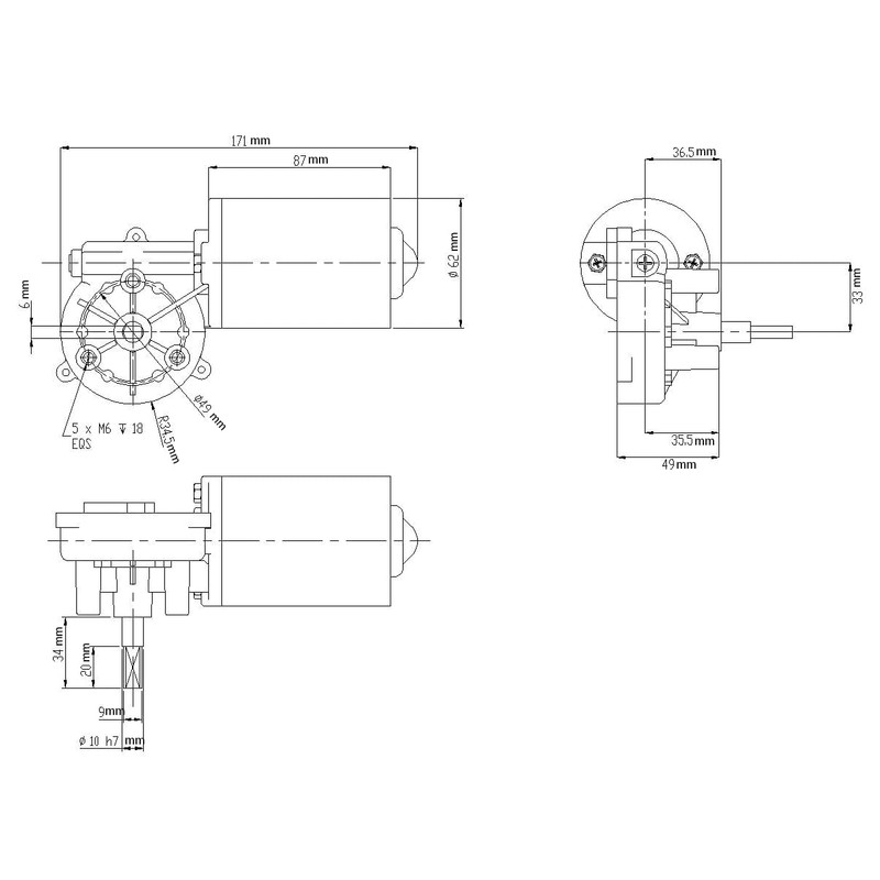 BEMONOC Garage Door Motor 12V DC Right Angle Reversible Electric