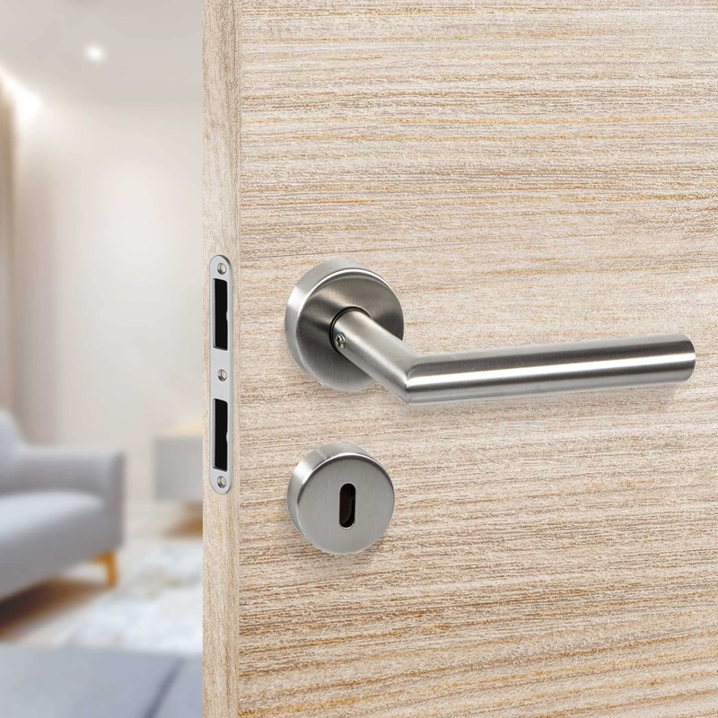Stainless Steel Door Fitting, Door Handle on Round Rosette