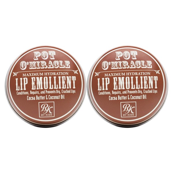 Ruby Kisses Pot O' Miracle Maximum Hydration, Cocoa Butter & Coconut Oil (Lip Emollient, 2 Pack)