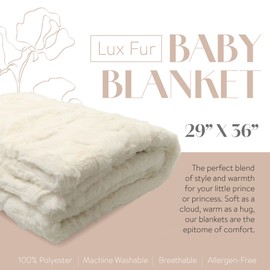 peluche Lux Faux Fur Baby Blanket - Luxurious Cuddle and Swaddle Blanket for Newborn - Soft Plush Baby Blankey - Fuzzy Baby Blankets for Boys & Girls (Champagne and Natural, 29" x 36")