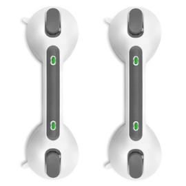 Newthinking Suction Grab Rails for Bathroom, Portable Suction Bathtub Handles with Indicator, Suction Safety Shower Grab Handles Mobility Aids for Elderly Disabled (2, Dark Gray)