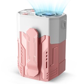 Portable Fan 4000mAh Rechargeable, 4 Speeds 13000RPM Strong Airflow, Personal Waist Fan with Max 24H Working Time, Wearable Clip Belt fan for Camping, Outdoor, Jobsite, Traveling -Pink & White