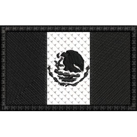 Pack Mexico Parche Bandera Bordada Negra Blanco Color Negro