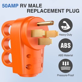 Nilight 50 Amp RV Replacement Plug 125/250 Volt Heavy Duty Male with Handle ETL Listed NEMA 14-50P for Camper Caravan Motorhome Van Trailer