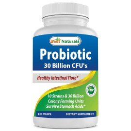 Best Naturals Probiotic 30 Billion CFU 120 Vegetarian Capsules Non GMO Gluten...