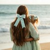 JOYFUNFABU 3Pcs Green White Gingham Hair Bow with Long Tail