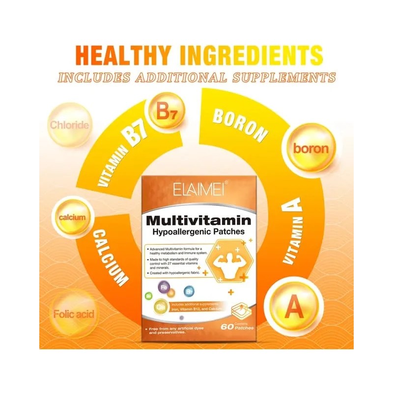 60 Parches Con Vitaminas Y Minerales Energía Y Salud General