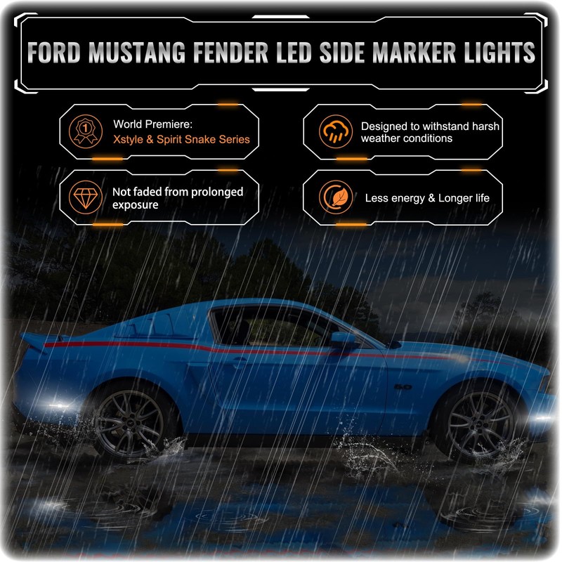 POPMOTORZ LED Side Marker Lights Compatible With Ford Mustang 2010