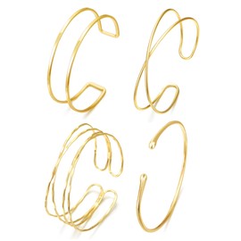 Nymora 4PCS Arm Cuff Jewelry for Women – Gold Arm Cuff Upper Arm, Minimalist Bracelet, Adjustable Coil Armband Set Jewelry