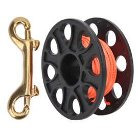 Diving Spool Plastic Prevent Winding Lightweight Diving Finger Reel with Copper Snap Clip for Cave Dive Fishing 59.0ftBlack