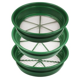 TerraX 13-1/4” Green Plastic Gold Panning Classifier Sets – Stackable Sifting Pans for Prospecting & Mining (Mesh Sizes 1/2”, 1/4”, 1/12”)
