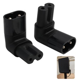 2 Stück C7 auf C8 Rechtwinkliges Adapter Stecker, Eurostecker 90 Grad Winkel für IEC C8 zu C7 Verlängerung, 250V 2,5A Netzkabel Adapter für Laptop, Drucker, Scanner, Projektor und mehr