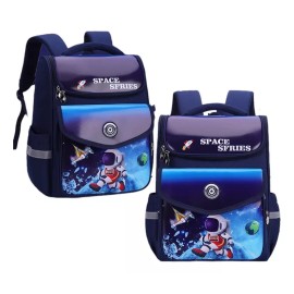 Mochila Escolar Para Primaria Juvenil Grande Doble Bolsa Al Frente Niños Preparatoria Moderna Joven Astronauta