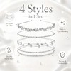4 Pcs Rhinestone Headbands for Women Silver Bridal Wedding Hair